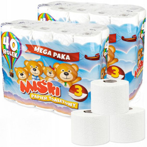 PAPIER TOALETOWY MIŚKI biały 3 warstwy 80 ROLEK