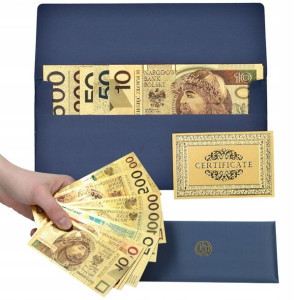 Banknot Kolekcjonerski Zestaw Pozłacany 24k Złoty