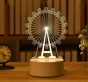Lampka Nocna Młyn 3d Dekoracyjna Ciepły Biały