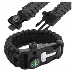 Bransoletka Survival 5w1 Paracord Krzesiwo Kompas