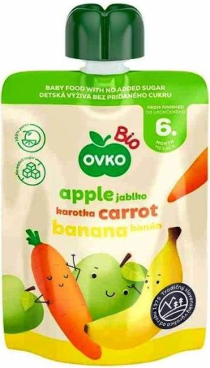 Przecier jabłko marchew banan po 6 miesiącu życia 90 g saszetka - Ovko