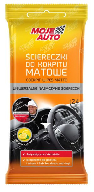 MOJE AUTO Ściereczki do kokpitu MATOWE 24 szt. Cytryna