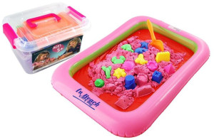 Piasek Kinetyczny w wiaderku 1kg piaskownica + 8 foremek