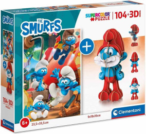 Clementoni Puzzle 104 El Smerfy + Model 3d