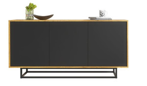 Komoda Stolik Szafka Loft Retro Dąb/czarny Mat Lft102