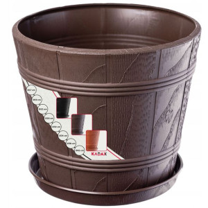 Doniczka Osłonka Z Podstawką Donica Brązowa 22cm