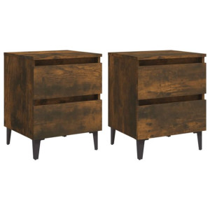 2 szafki nocne, metalowe nóżki, przydymiony dąb, 40x35x50 cm