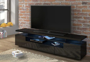 Czarna szafka RTV 195 cm z szufladą połysk