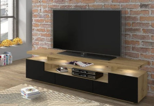 Elegancka szafka telewizyjna z szufladą artisan z czarnym