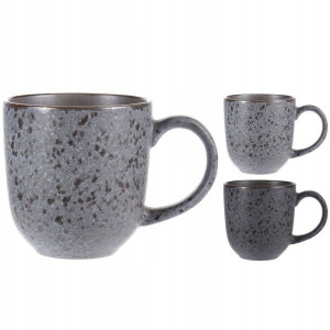 Kubek ceramiczny z uchem kamionka 380ml szary / grafit