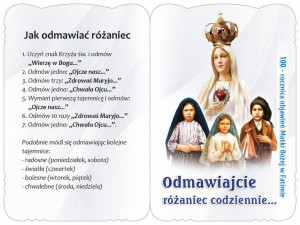 Karnet modlitewny różańcowy - Matka Boża Fatimska