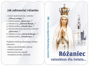 Karnet modlitewny różańcowy - Matka Boża Fatimska