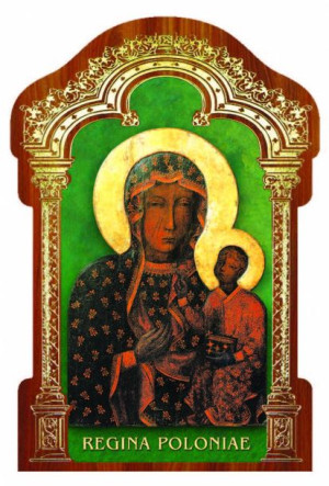 Matka Boża Częstochowska - Obrazek HDF z złotą ramką