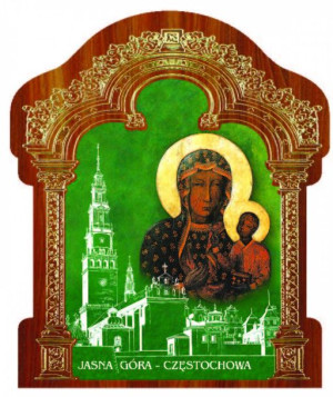 Matka Boża Częstochowska - Obrazek HDF ze złotą ramką