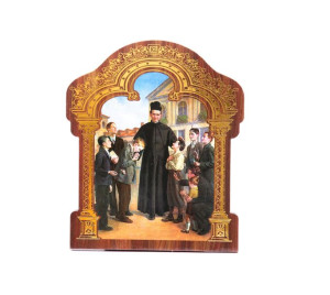 Święty Jan Bosko - Obrazek HDF ze złotą ramką