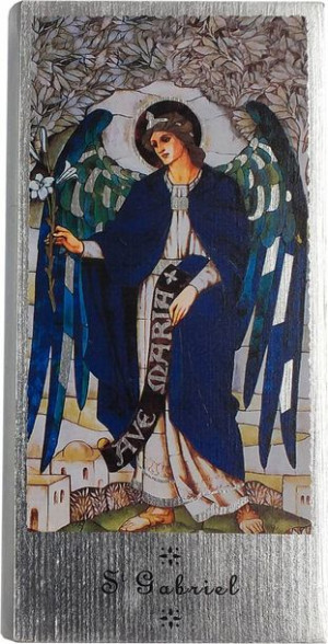 Archanioł Gabriel - deska ręcznie posrebrzana
