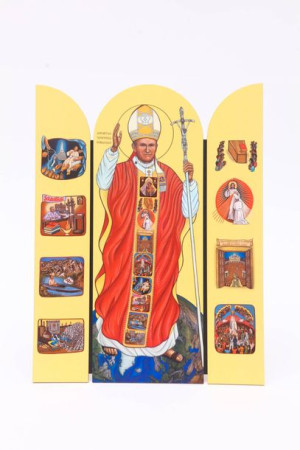 Tryptyk - Ikona św. Jana Paweł II Pielgrzym Świata 39x30 cm