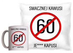 ZESTAW Kubek + Poduszka 60 Smacznej kawusi PREZENT