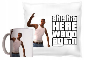 ZESTAW Kubek + Poduszka CJ here we go again GTA