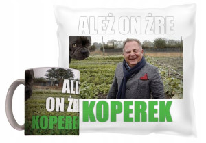 ZESTAW Kubek + Poduszka MAKŁOWICZ koperkowy piesek