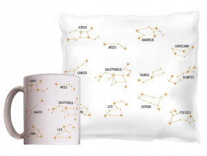 ZESTAW Kubek + Poduszka Znaki Zodiaku Gwiazdozbiór