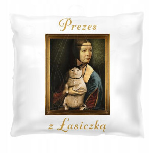 Poduszka z nadrukiem 40x40 Prezes z łasiczką