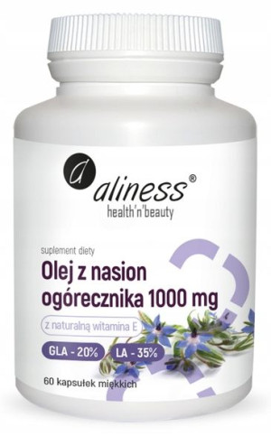 Olej z nasion ogórecznika z kwasami GLA 20% LA 35% Aliness