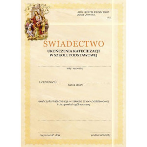 Świadectwo ukończenia katechezy - Szkoła podstawowa