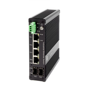 Przemysłowy przełącznik PoE Switch 4*10/100/1000Base-T RJ45, 2*1000M
