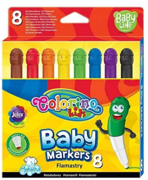 Flamastry zmywalne Baby Markers 8 sztuk Colorino