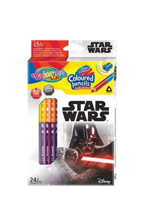 Kredki ołówkowe 24 kolory + temperówka STAR WARS