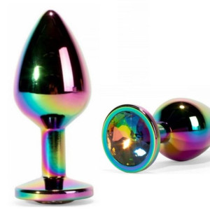 Metalowy Korek analny Secret Shine 8,2cm Tęcza