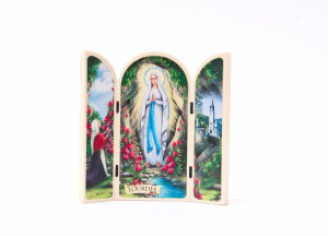 Matka Boża z Lourdes - Tryptyk drewniany mały