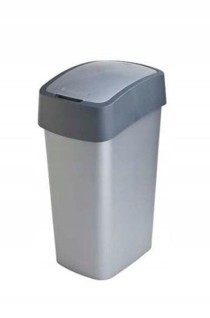 Curver 186181 kosz na śmieci Flip Bin 50L, srebrno