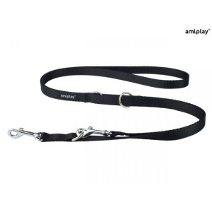 Amiplay Smycz Regulowana 6 w 1 Basic Czarna 100 - 200 cm Rozmiar L