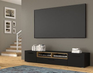 Czarna długa szafka pod telewizor 198cm loft
