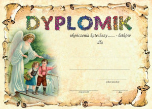 Dyplomik  ukończenia katechezy  - Anioł Stróż