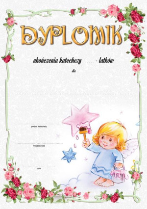 Dyplomik  ukończenia katechezy  - Aniołek