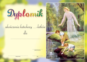 Dyplomik  ukończenia katechezy - metaliza - Anioł Stróż
