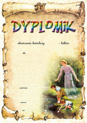 Dyplomik  ukończenia katechezy - metaliza - Anioł Stróż