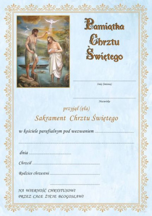 Pamiątka Chrztu Świętego 100szt