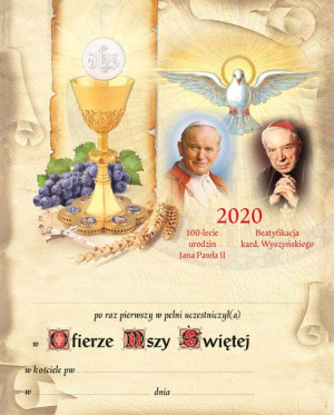 Pamiątka I Komunii Świętej - Kardynał Wyszyński, Jan Paweł II, 2020