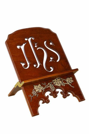 Pulpit drewniany z ornamentami - ciemny