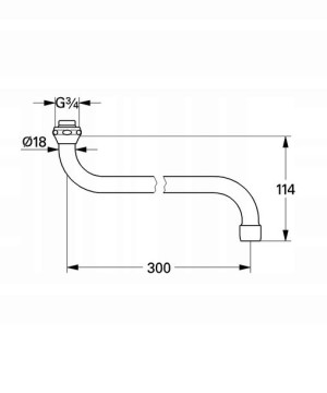 Grohe wylewka baterii ściennej 3/4 S chrom 13017