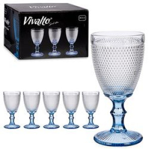 Kieliszki do wina wody 330 ml 6 sztuk Kropka kolor niebieski