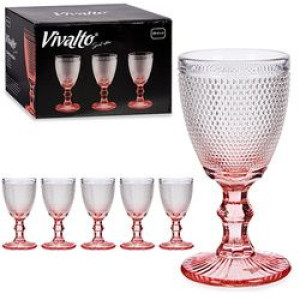 Kieliszki do wina wody 240 ml 6 sztuk Kropka kolor różowy