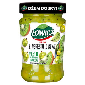Łowicz Dżem z agrestu i kiwi o obniżonej zawartości cukrów 280 g
