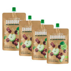 OWOLOVO EKODOBRO! Mus jabłkowo-wiśniowy eko 200 g x 4 sztuki