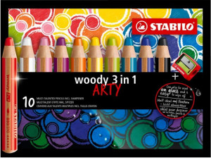 Kredka drewniana STABILO woody 3 w 1 etui 10 szt. z temperówką