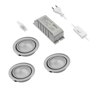 Zestaw opraw halogenowyh OM-ZH, 3 x 20W, aluminium mat